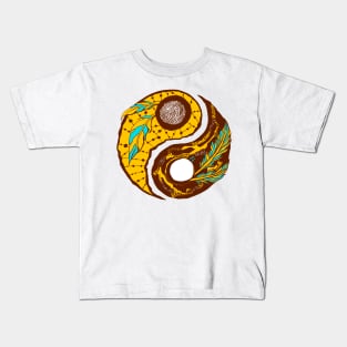 Mustard Brown Feathers Yin Yang Kids T-Shirt